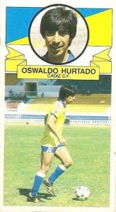 Liga 85-86. Fichaje N.º 38 Oswaldo Hurtado (Cádiz C. F.) (Coloca por Bernardo del Real Sporting de Gijón). Ediciones Este.