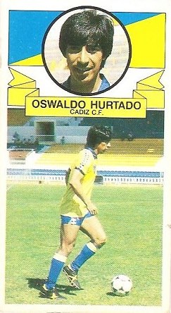 Liga 85-86. Fichaje Nº 38 Oswaldo Hurtado (Cádiz C.F.) (Coloca por Bernardo del Real Sporting de Gijón). Ediciones Este.