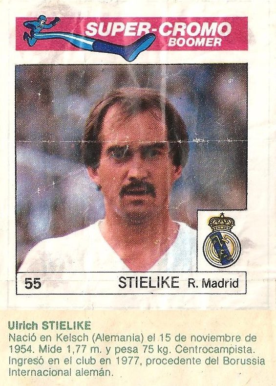 Super Cromos Los Mejores del Mundo (1981). Stielike (Real Madrid). Chicle Fútbol Boomer.