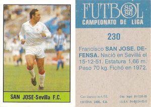 Fútbol 85-86. Campeonato de Liga. SanJosé (Sevilla C.F.).