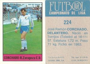 Fútbol 85-86. Campeonato de Liga. Corchado (Real Zaragoza). Editorial Lisel.
