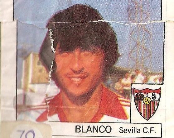 Super Cromos Los Mejores del Mundo (1981). Blanco (Sevilla C.F.). Chicle Fútbol Boomer.