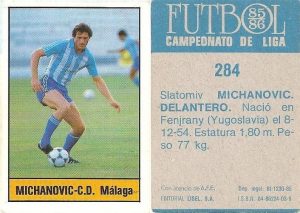 Fútbol 85-86. Campeonato de Liga. Micanovic (C.D. Málaga). Editorial Lisel.