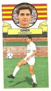 Liga 85/86. Giner (Valencia C.F). Ediciones Este.