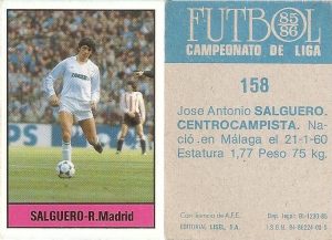 Fútbol 85-86. Campeonato de Liga. Salguero (Real Madrid). Editorial Lisel.