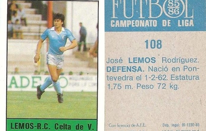 Fútbol 85-86. Campeonato de Liga. Lemos (Real Club Celta de Vigo). Editorial Lisel.