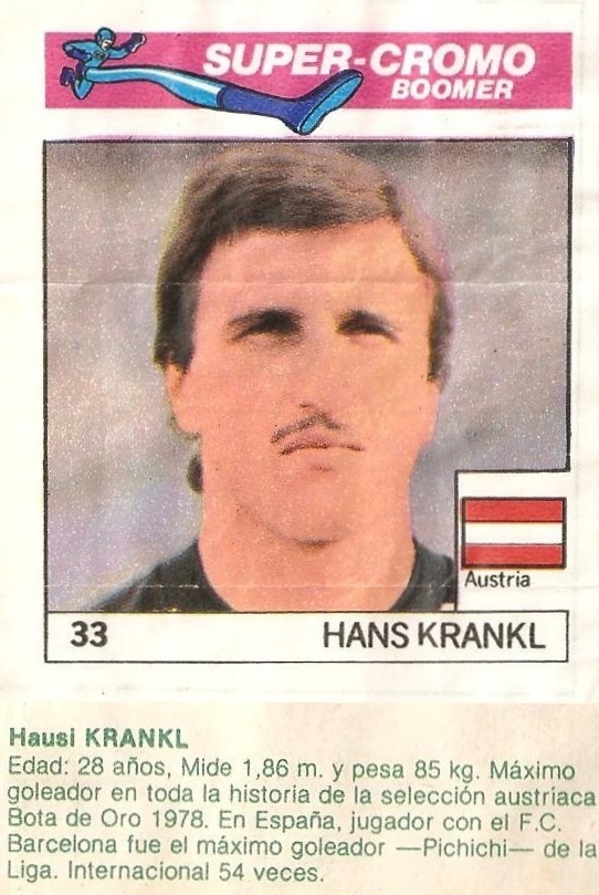 Super Cromos Los Mejores del Mundo (1981). Krankl (Austria). Chicle Fútbol Boomer.