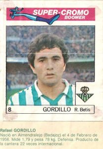 Super Cromos Los Mejores del Mundo (1981). Gordillo (Real Betis). Chicle Fútbol Boomer.