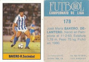 Fútbol 85-86. Campeonato de Liga. Bakero (Real Sociedad). Editorial Lisel.