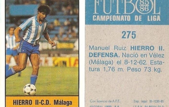 Fútbol 85-86. Campeonato de Liga. Hierro II (C.D. Málaga). Editorial Lisel.