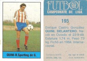 Fútbol 85-86. Campeonato de Liga. Quini (Real Sporting de Gijón). Editorial Lisel.