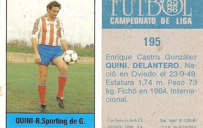 Fútbol 85-86. Campeonato de Liga. Quini (Real Sporting de Gijón). Editorial Lisel.