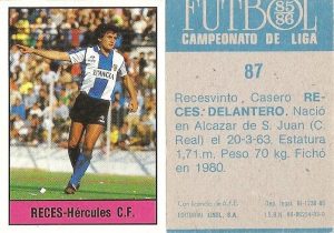 Fútbol 85-86. Campeonato de Liga. Reces (Hércules C.F.). Editorial Lisel.