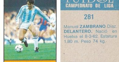 Fútbol 85-86. Campeonato de Liga. Zambrano (C.D. Málaga). Editorial Lisel.