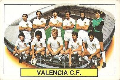 Liga 83-84. Alineación Valencia C.F. (Valencia C.F.). Ediciones Este.