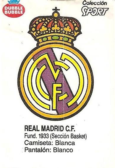 Liga Baloncesto 1985-1986. Escudo Real Madrid (Real Madrid). Ediciones Dubble Dubble.