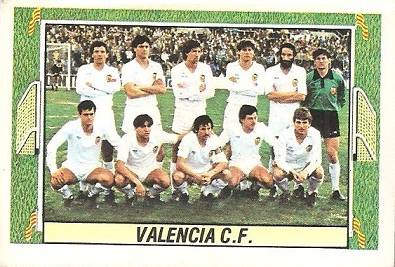 Liga 84-85. Alineación Valencia C.F. (Valencia C.F.). Ediciones Este.