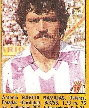 Super Fútbol 85. García Navajas (Real Valladolid). Super Cromos Rollán.