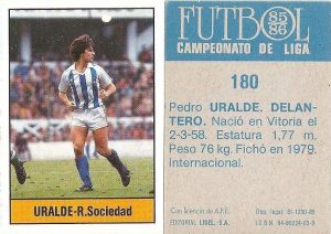 Fútbol 85-86. Campeonato de Liga. Uralde (Real Sociedad). Editorial Lisel.