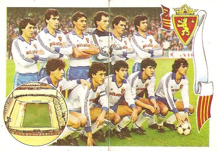 Gol. Campeonato de Liga 1984-85. Alineación Real Zaragoza (Real Zaragoza). Editorial Maga.