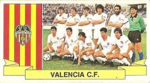Liga 85-86. Alineación Valencia C.F. (Valencia C.F.). Ediciones Este.