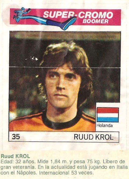 Super Cromos Los Mejores del Mundo. (1981). Ruud Krol (Holanda). Chicle Fútbol Boomer.