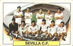 Liga 83-84. Alineación Sevilla C.F. (Sevilla C.F.). Ediciones Este.