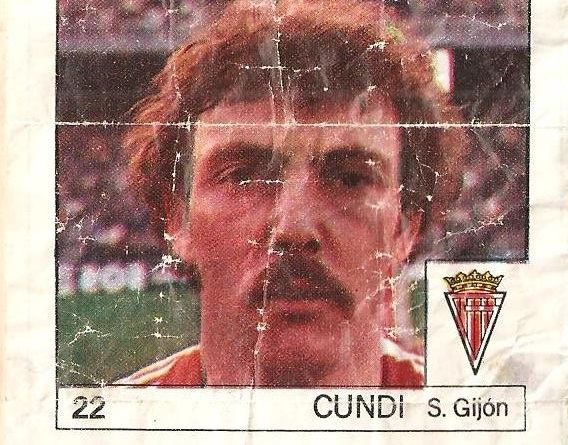 Super Cromos Los Mejores del Mundo (1981). Cundi (Real Sporting de Gijón). Chicle Fútbol Boomer.