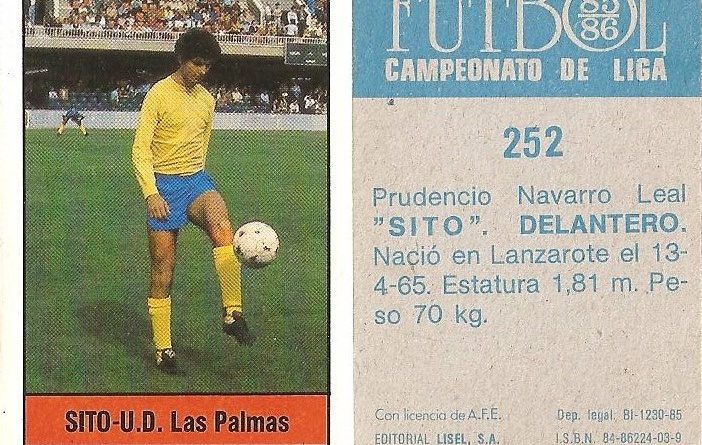 Fútbol 85-86. Campeonato de Liga. Sito (U.D. Las Palmas). Editorial Lisel.