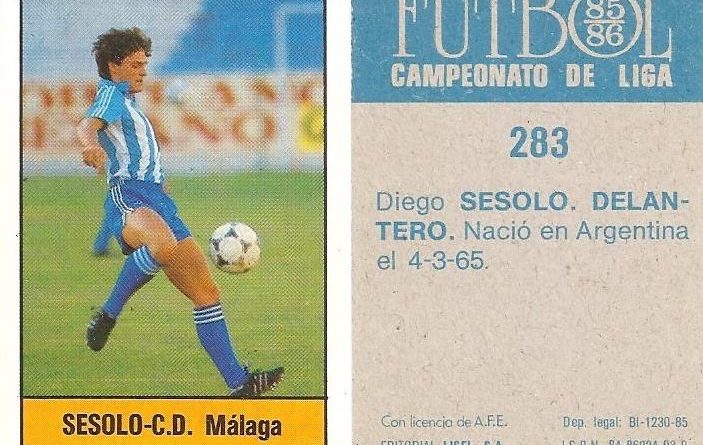 Fútbol 85-86. Campeonato de Liga. Sessolo (C.D. Málaga). Editorial Lisel.