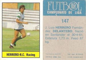 Fútbol 85-86. Campeonato de Liga. Herrero (Racing de Santander). Editorial Lisel.
