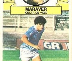 Liga 85-86. Fichaje Nº 14 Maraver (Real Club Celta de Vigo) (Coloca por Botella del Hércules C.F.). Ediciones Este.