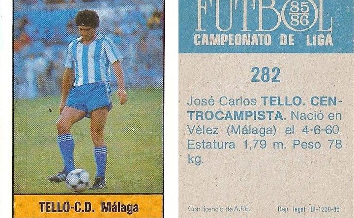 Fútbol 85-86. Campeonato de Liga. Tello (C.D. Málaga). Editorial Lisel.