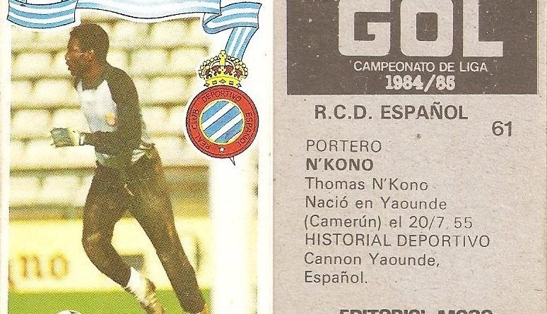 Gol. Campeonato de Liga 1984-85. N´Kono (R.C.D. Español). Editorial Maga.