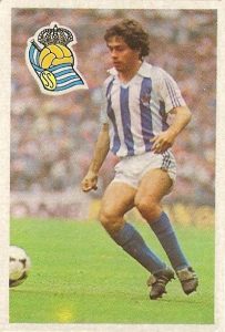 Diego Armando Maradona. Sus driblings. Sus goles. Liga 84-85. López Ufarte (Real Sociedad). Cromo Esport.