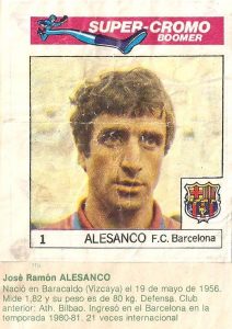 Super Cromos Los Mejores del Mundo (1981). Alexanco (F.C. Barcelona). Chicle Fútbol Boomer.
