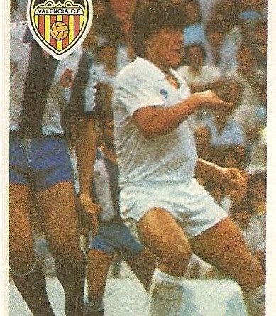 Diego Armando Maradona. Sus driblings. Sus goles. Liga 84-85. Urruti (Valencia C.F.). Cromo Esport.