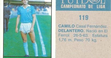 Fútbol 85-86. Campeonato de Liga. Camilo (Real Club Celta de Vigo). Editorial Lisel.