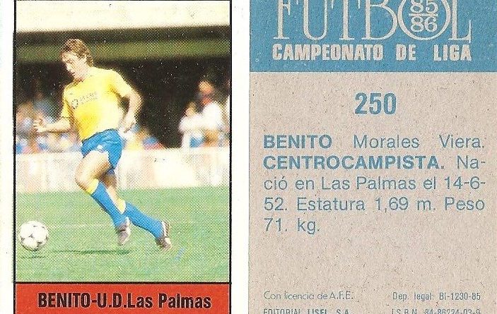 Fútbol 85-86. Campeonato de Liga. Benito (U.D. Las Palmas). Editorial Lisel.