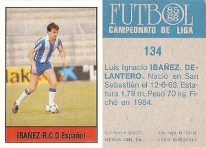 Fútbol 85-86. Campeonato de Liga. Ibáñez (R.C.D. Español). Editorial Lisel.