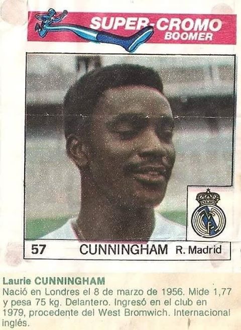Super Cromos Los Mejores del Mundo (1981). Cunningham (Real Madrid). Chicle Fútbol Boomer.