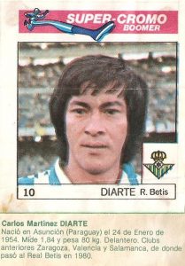 Super Cromos Los Mejores del Mundo (1981). Diarte (Real Betis). Chicle Fútbol Boomer.