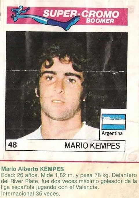 Super Cromos Los Mejores del Mundo (1981). Kempes (Argentina). Chicle Fútbol Boomer.