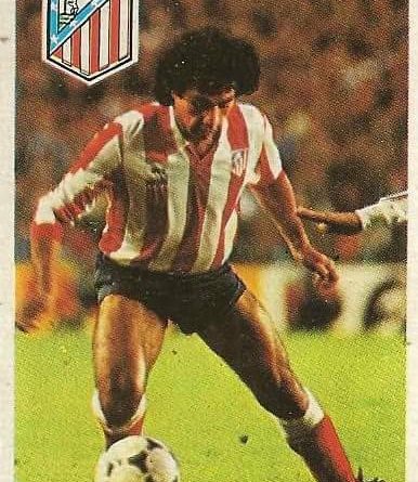 Diego Armando Maradona. Sus driblings. Sus goles. Liga 84-85. Hugo Sánchez (Atlético de Madrid). Cromo Esport.