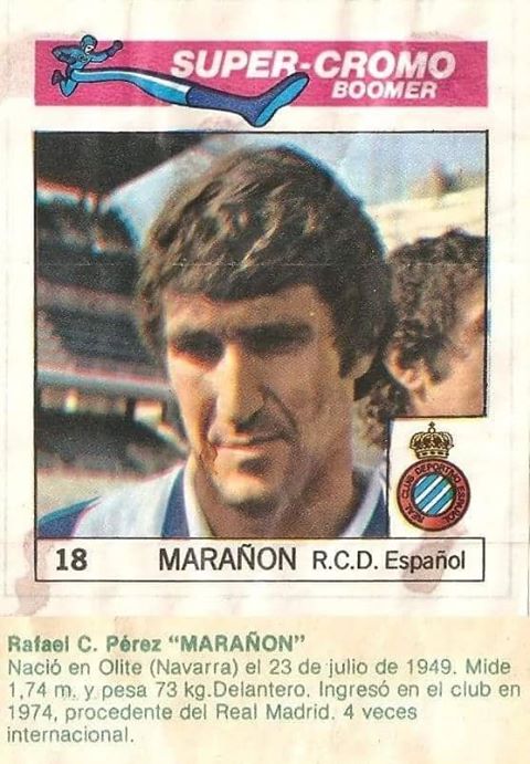 Super Cromos Los Mejores del Mundo (1981). Marañón (R.C.D. Español). Chicle Fútbol Boomer.