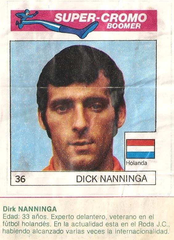 Super Cromos Los Mejores del Mundo (1981). Nanninga (Holanda). Chicle Fútbol Boomer.