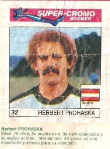 Super Cromos Los Mejores del Mundo (1981). Prohaska (Austria). Chicle Fútbol Boomer.