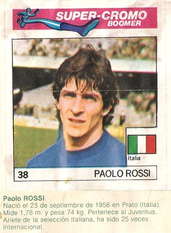 Super Cromos Los Mejores del Mundo (1981). Rossi (Italia). Chicle Fútbol Boomer.