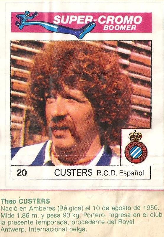 Super Cromos Los Mejores del Mundo. (1981). Custers (R.C.D. Español). Chicle Fútbol Boomer.