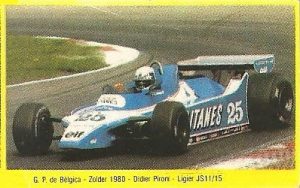 Grand Prix Ford 1982. Didier Pironi (Ligier). (Editorial Danone).
